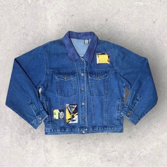 Retro PTNY Denim Jacket XL Women’s Patches Martini Cocktail Festive Novelty - Picture 8 of 8